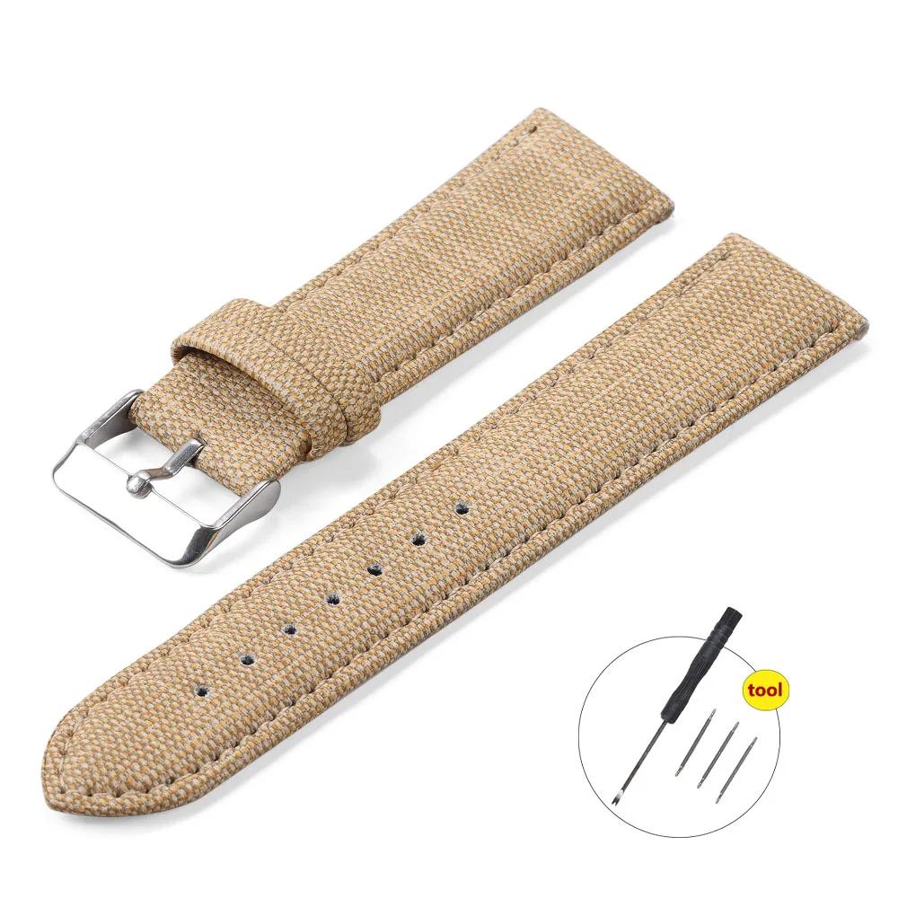 

12/14/16/18/20/22 мм Нейлоновый ремешок для часов с джинсовым узором для Huawei Gt2/3, винтажный ремешок для часов для мужчин и женщин, аксессуары 18mm светло-коричневого