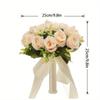 Champagne Wedding Bouquet for Bride Bridesmaid Artificial Roses Bouquet for Wedding Church Home Decoration, Gifts