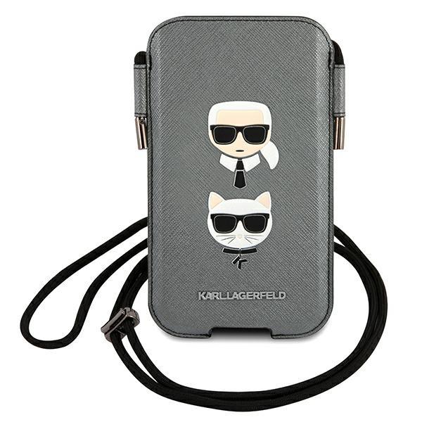 Karl Lagerfeld Handbag KLHCP12LOPHKCG6.7" Gray/grey Hardcase Saffiano Ikonik Karl&Choupette Head