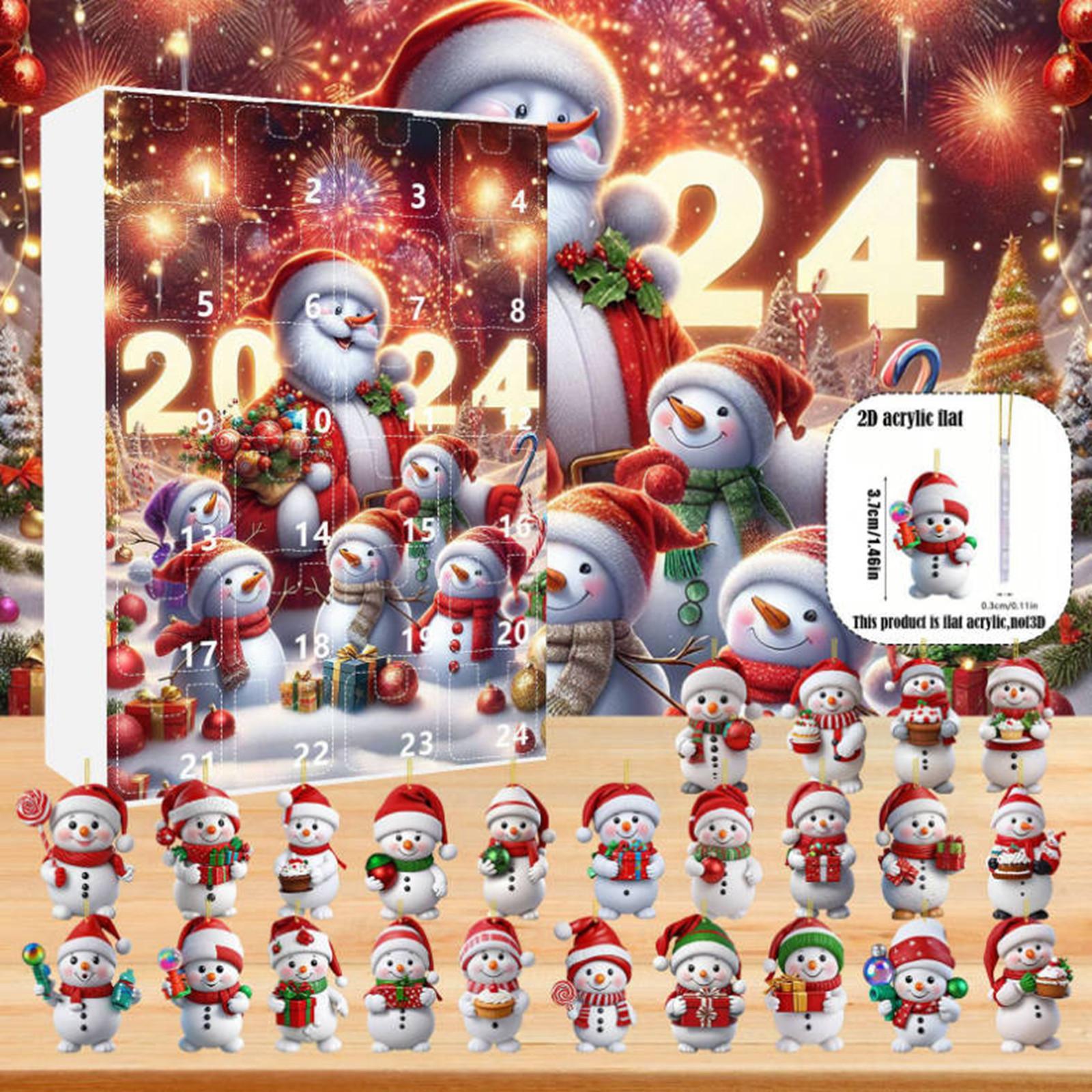 

Рождественский календарь обратного отсчета. 24 симпатичных акриловых подвески в виде снеговиков. Рождественские елочные украшения, которые подойдут для семьи и друзей в праздничный сезон. One Size