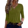 Modisches lässiges Damenoberteil mit V-Ausschnitt und Rundhalsausschnitt, 3/4-Ärmel