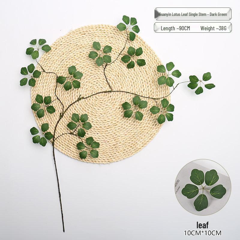 Zen Style Simulation Lotus Leaves & Rattan Indoor Decor - Fake Green Plants & Simple Photography Props