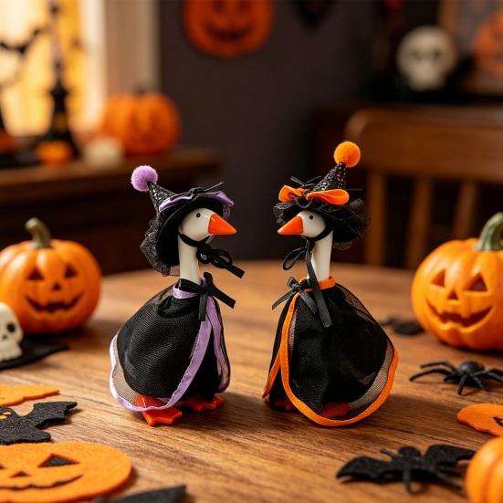 Halloween Desk Goose Outfit, Goose Witch Cape And Pointed Hat, Ghost Hoodie, Holiday Costume for 7-Inch Desk Goose Statue