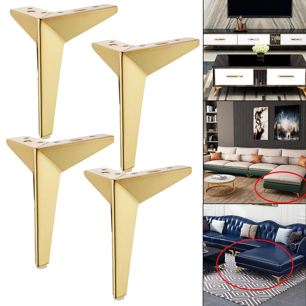 4x Heavy Duty Iron Triangle Furniture Legs Loveseat Couch Leg Modern Style Replacement Legs for Dresser, TV Cupboard, Furniture,