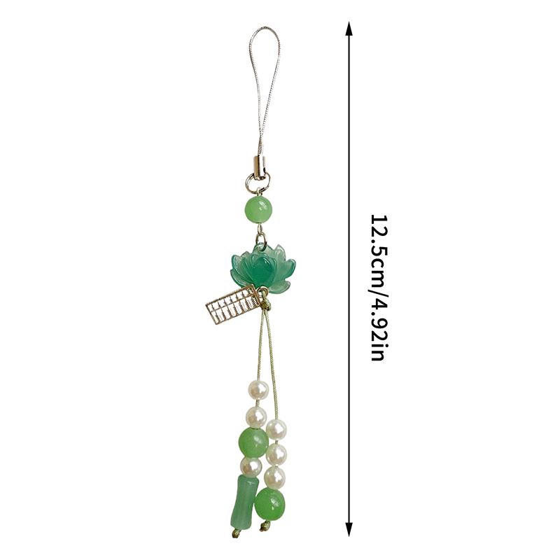 Pingente Flor de Lótus Chaveiro Corrente de Celular Decoração de Contas Acessórios Estilo Chinês Presentes Corrente de Câmera Pingente de Bolsa