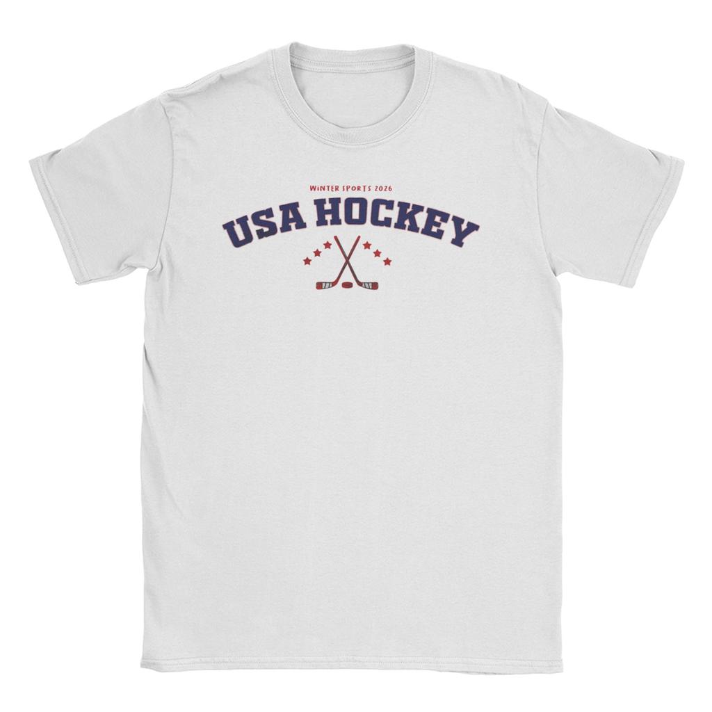 Fashion USA HOCKEY T-Shirt Unisex Women Crew Neck Cotton T Shirts Short Sleeve Tees Gift Idea Tops