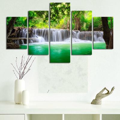 Wall Art Canvas 5 Piece Prints Waterfall Landscape Poster Modular Pictures, Modern Home Decor, Living Room Decoration, Paintings
