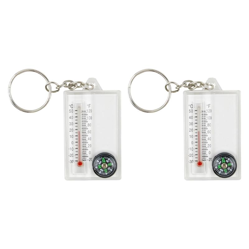 Pocket Survival Compasses Multifunction Guiding Compasses Thermometers Keyring Pocket Sized Keyring Compasses Pendant