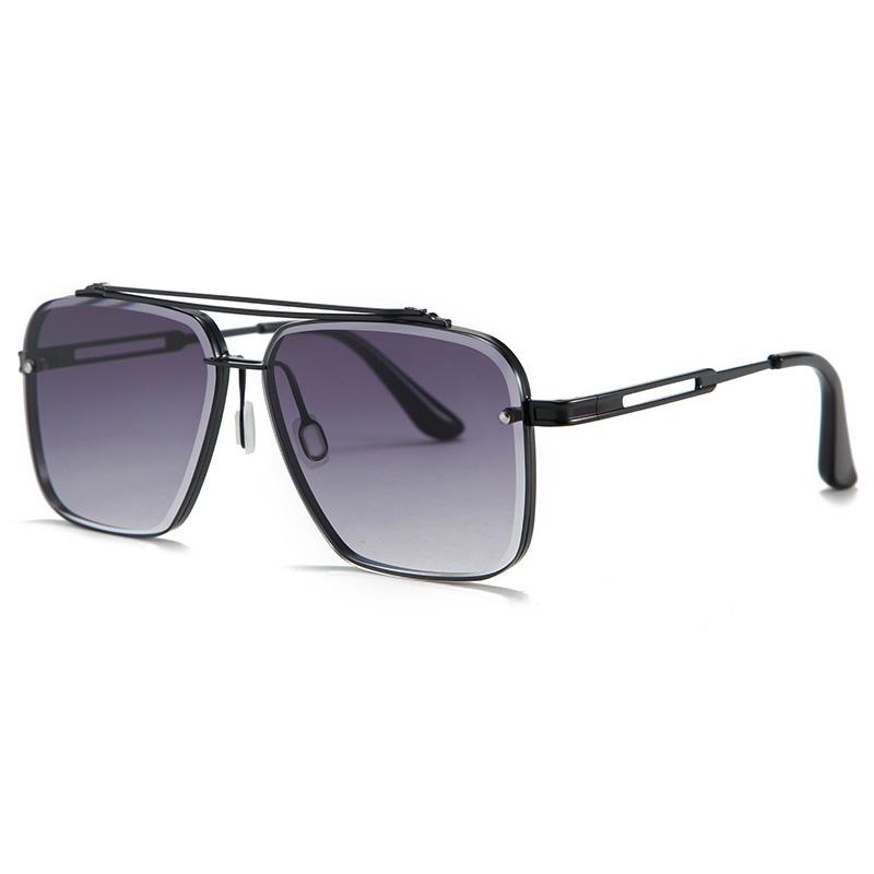 Superhot Eyewear 71616 Fashion 2026 Men s Oversized Square Double Bridge Metal Sunglasses C1. Black Gradient Grey