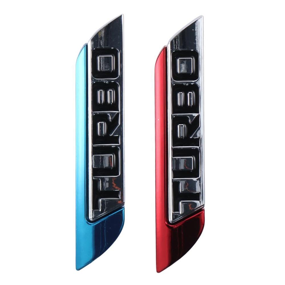 Qicarkey 2pcs 3D Turbo Metal Decal, 3D Car Metal Decal Sticker, Truck Side Fender