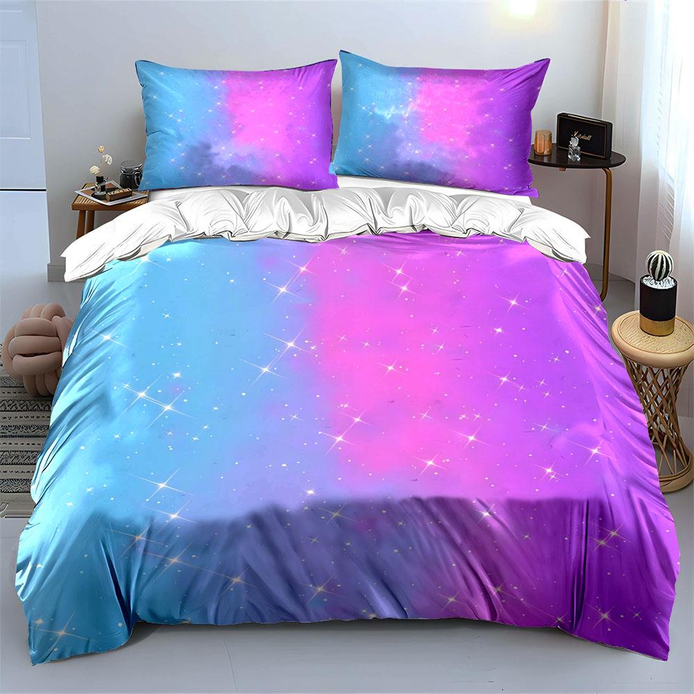 "Sparkling Gradient Decorative Backdrop" Soft Skin-Friendly Bedding Set Includes 1 Duvet Cover And 2 Pillowcase Gift