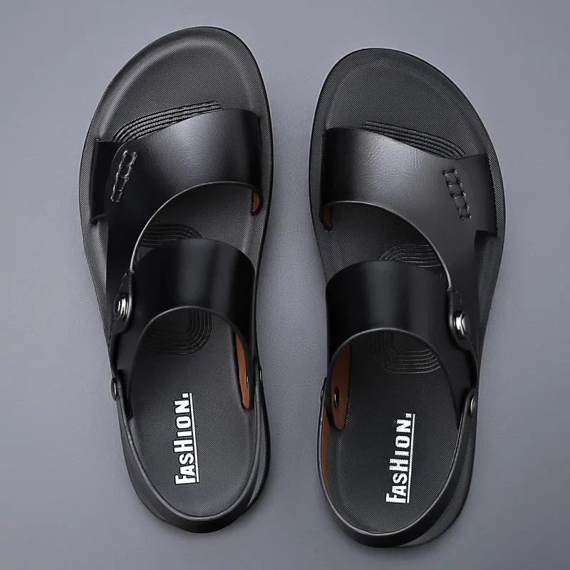 Classic Summer Men's Sandals Genuine Leather Sandals for Men Outdoor Beach SlippersOutdoor New Leather Shoes Sandalias De Hombre