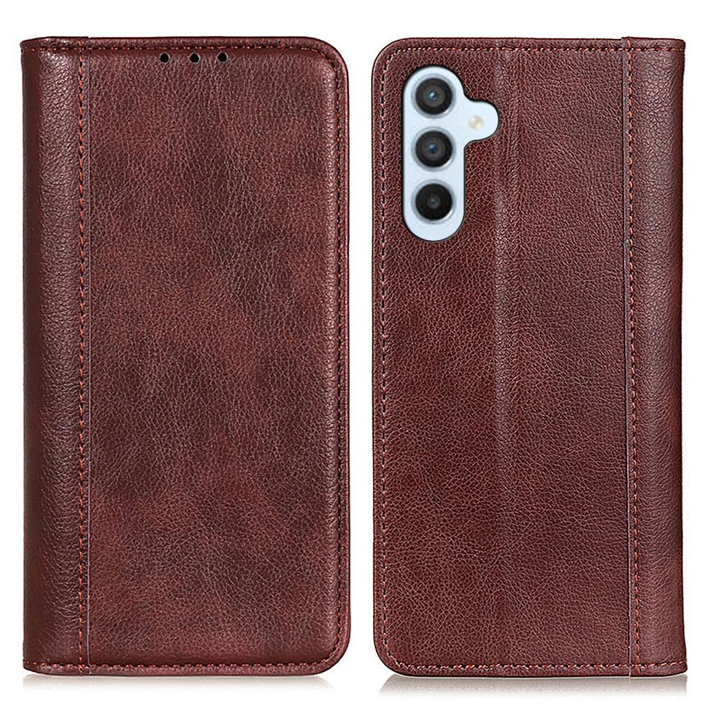 

For Samsung Galaxy A35 5G Magnetic Case Shockproof Split Leather Phone Stand Cover Brown