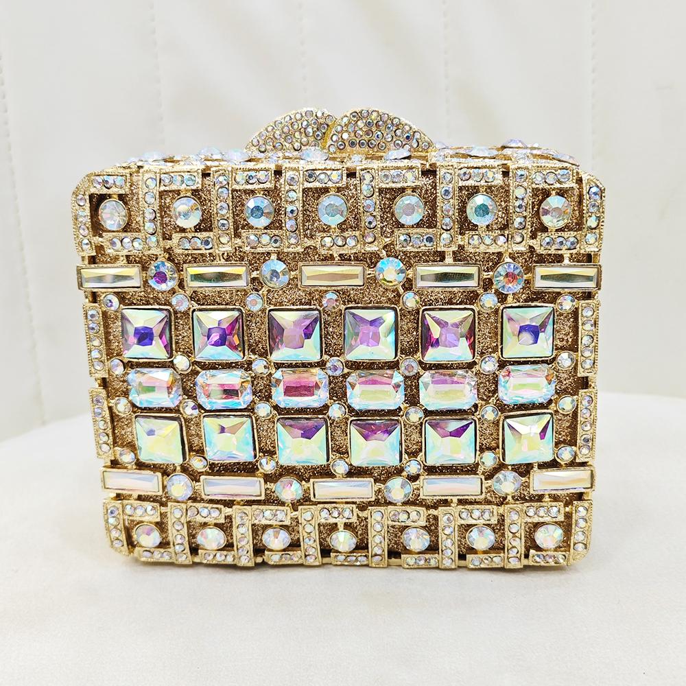 

Square Rhinestone Cluch WHTUOHENG Evening Bag Purple/Green Diamond Wedding Clutches Women Crystal Party Purses Mini Handbags