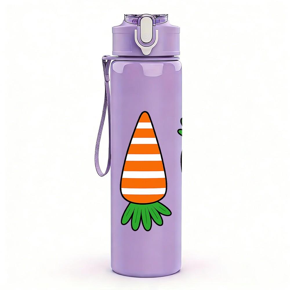 1PC Three Fresh Carrots 750ml Color Plastic Sports Water Bottle Leakproof Flip Straw Lid Suitable for Sports Office Home Use