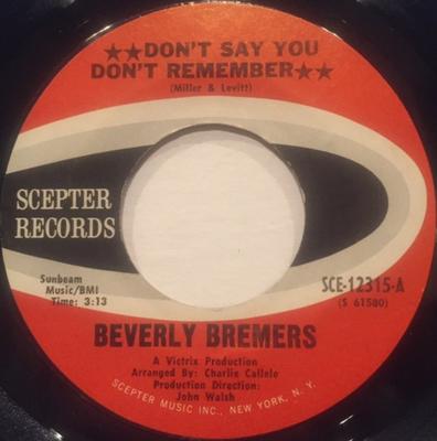 7-Zoll Schallplatte BEVERLY BREMERS - Sag nicht, du erinnerst dich nicht SCE12315 Scepter Records 1971 US Soul/Funk Gebraucht