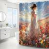 Romantic Girl In Flower Field Waterproof Mildew-Resistant Shower Curtain - Artistic Design for a Charming Bathroom Décor