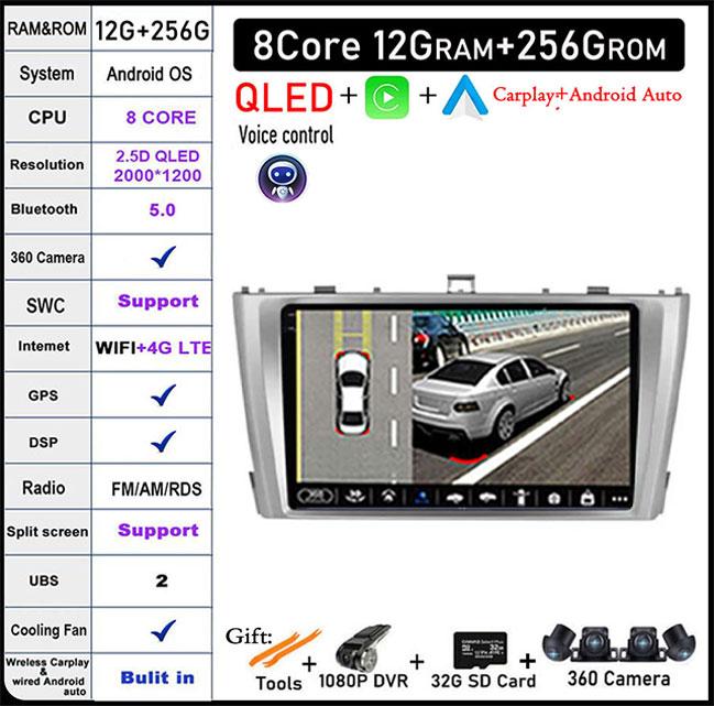 Android 14 For Toyota Avensis T27 2009 -2015 Carplay Auto Car Radio GPS Navigation Multimedia Player DSP Stereo 4G