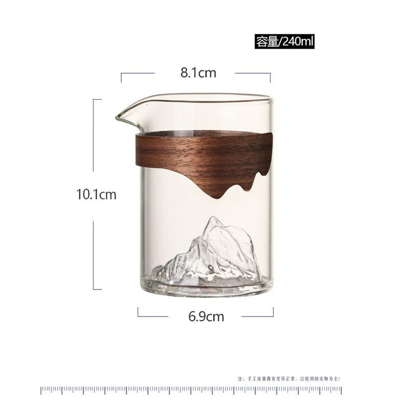 240ml Anti Scalding Wooden Handle Glass Fair Cup Tea Pitcher Household Tea Ceremony Tea Mug Chahai Kung Fu Tea Set Accessories