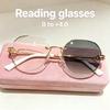 Photochromic Frameless Reading Glasses Fashion Cut Edge Reading Eyewear Anti Blue Light High-definition Far Sight Eyeglasses