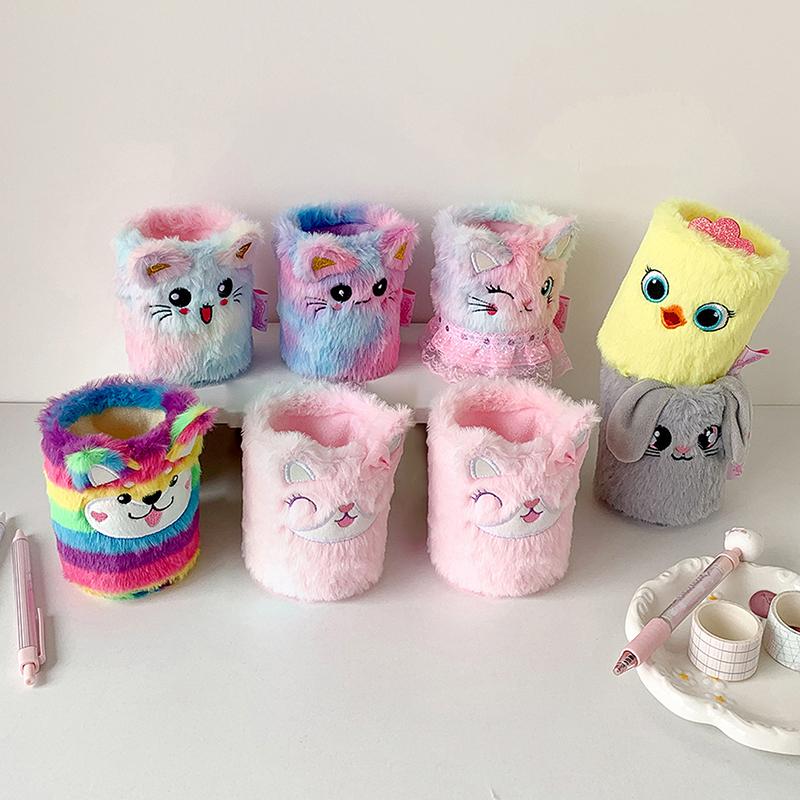 Cute Cartoon Pen Holder Student Creative Desktop Stationery Storage Box Diy Material Scissors Storage Bucket Ornaments