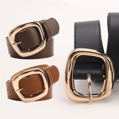 Trapezoidal Pin Buckle Wide Women'S Belt Commuter Casual Style With Jeans Clothing Belt Women