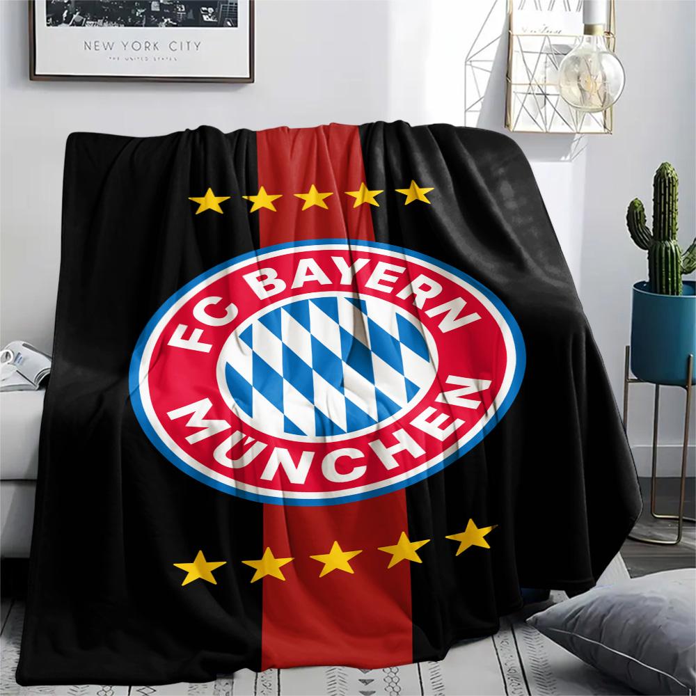 1Pc FC Bayern München Print Flannel Blanket High Quality Warm Comfortable Cover for All Seasons Perfect for Gifts Home Decor