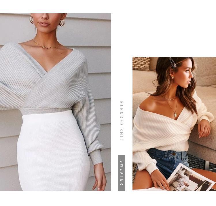 2025 Spring Off-Shoulder Knitted Pullover Sweater for Women - Long Sleeves, Versatile Inner or Outer Wear