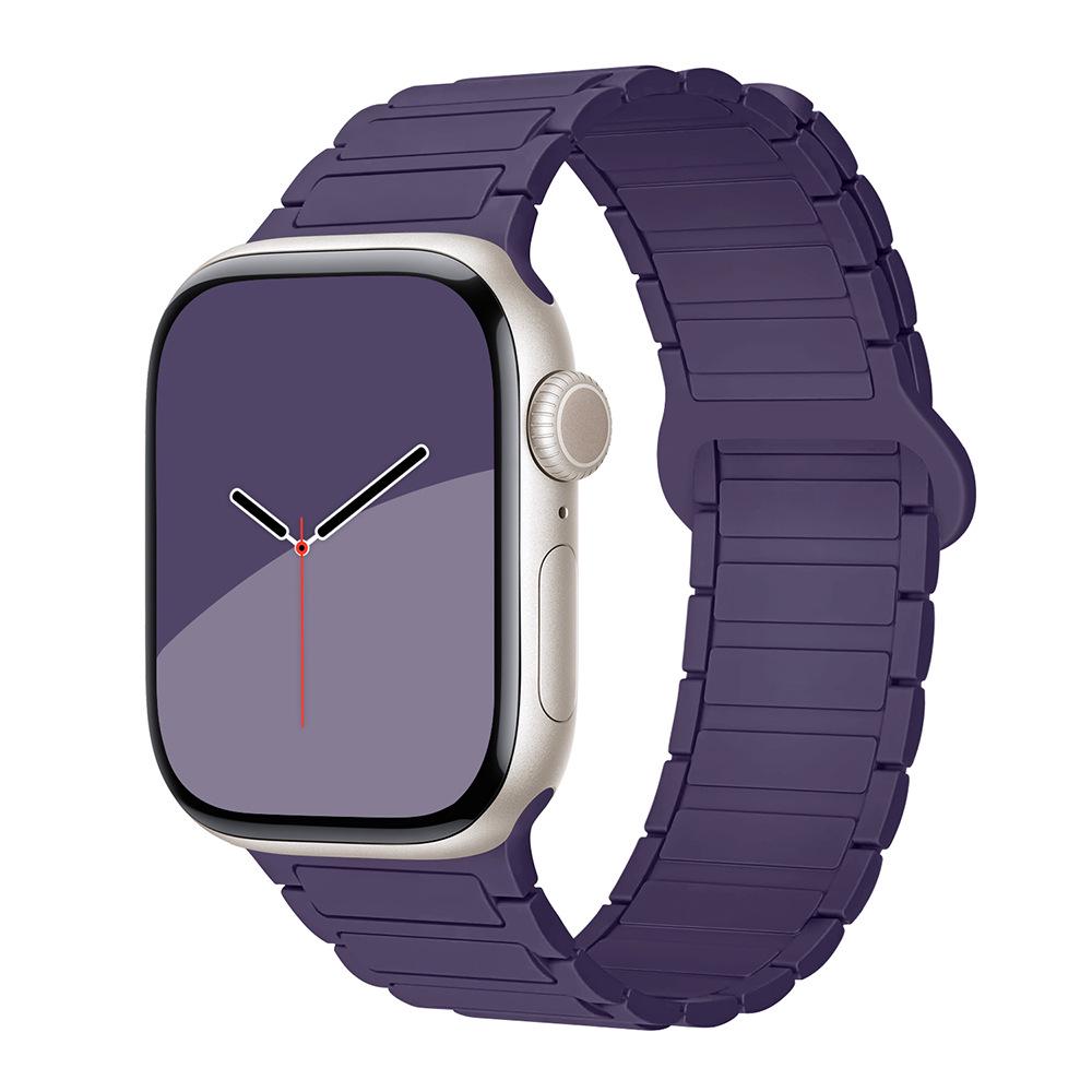 Compatible Silicone Magnetic Buckle Band for Apple Watch Series 1-11, Ultra 3, SE 3 Three-Bead Style