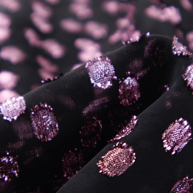 1m*1.4m Black Purple Color Chiffon Fabric African Lace Crepe Printing Polyester Fabric for DIY Clothing Dress