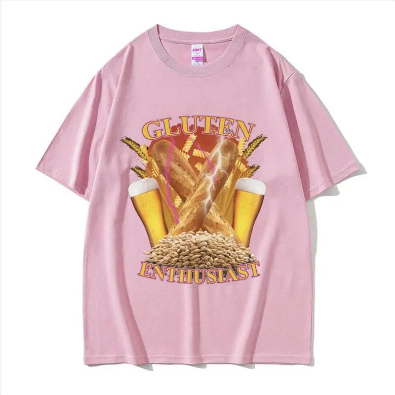 Funny Gluten Enthusiast Meme Graphic T Shirt Men's Fashion Cotton Short Sleev T-shirts O-Neck Loose Oversized T-shirt