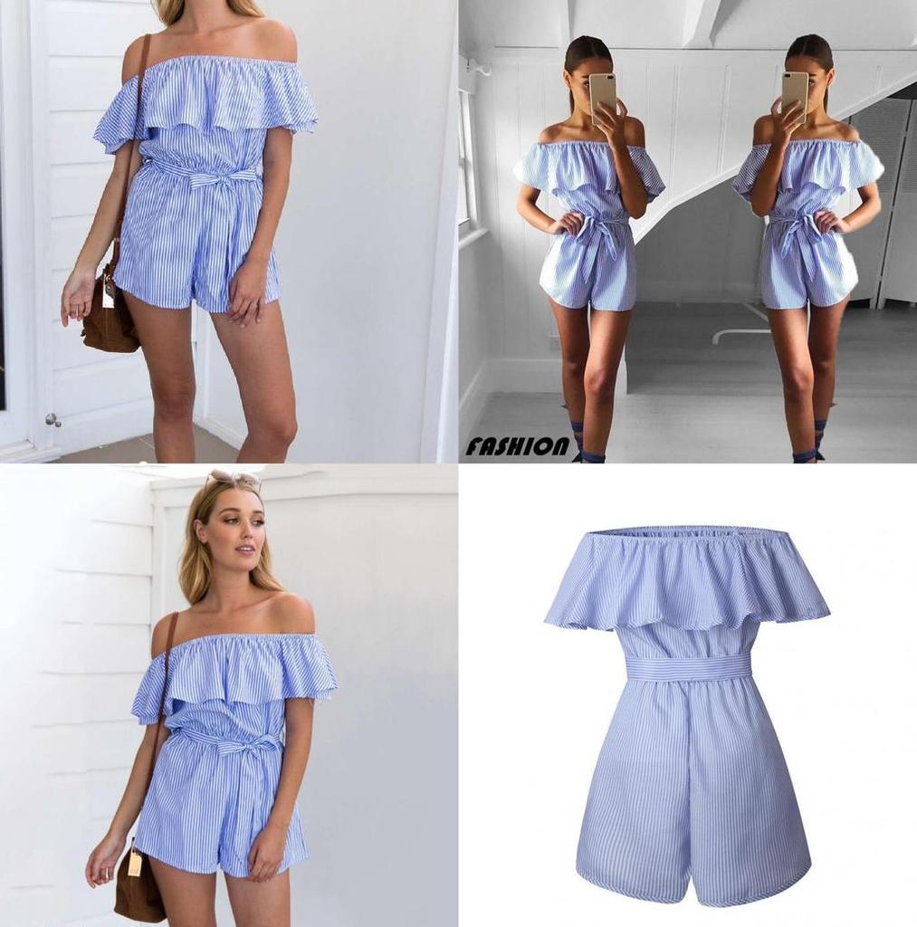 Striped Summer Women Casual Playsuit Stylish Ladies Jumpsuit For Beach Days