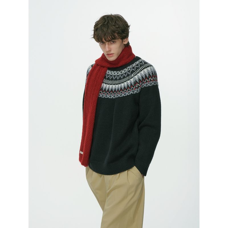 Dream Made Fair Isle Christmas Jacquard Old Money Sweater for Men, Autumn and Winter Thickened Lazy Style Couple Knitwear