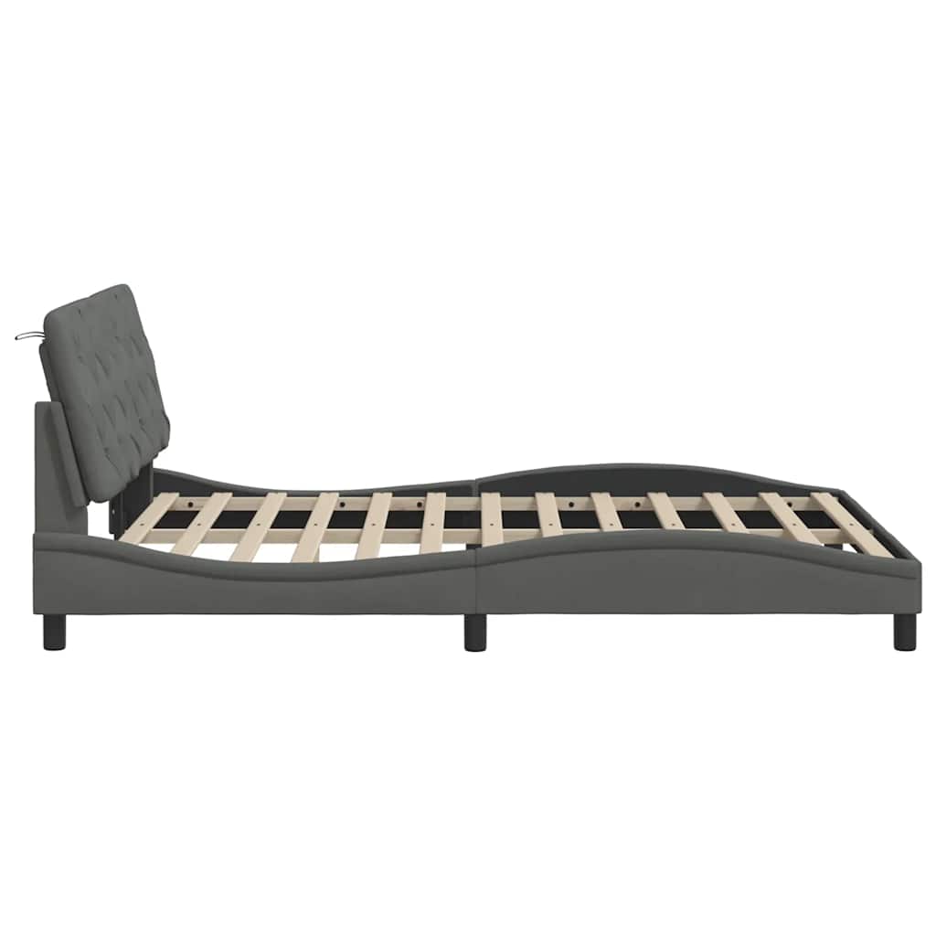 Bed Frame without Mattress Dark Grey 140 x 200 cm Fabric