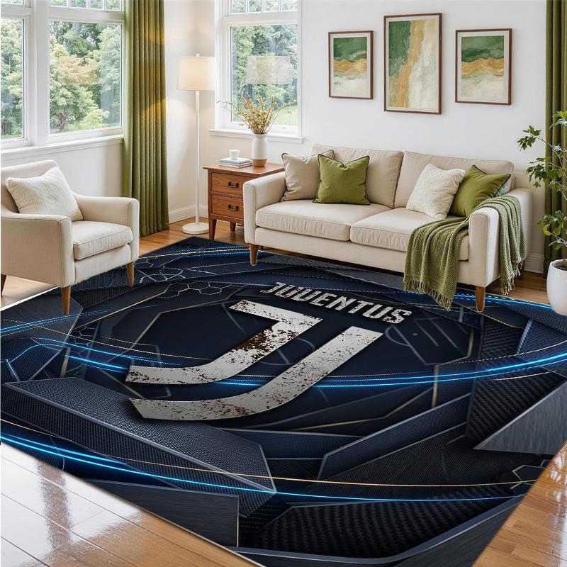 Juventus FC Design Crystal Velvet Rug Soft Decorative Mat for Bedroom Entrance