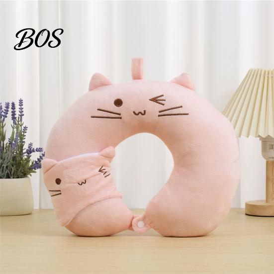 Neck Support Travel Pillow 1 Set U-Shaped with Eye Mask, Pillow, Cute Animal U-shaped Design, for Road Trip Flight Pain Relief Soft