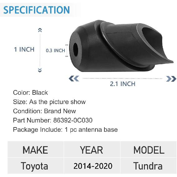 Anina Antenna Base for Toyota Tundra 2014 2015 2016 2017 2018 2019 2020 86392-0C030 Antenna Ornament Grommet Rubber Mount Car Radio Antenna Bezel