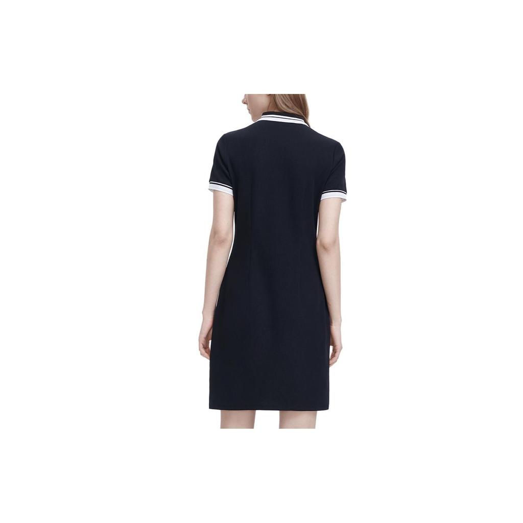 Fila Solid Color Comfortable Fashion Casual Knit Polo Dress Women Dresses Black F11W328311FBK