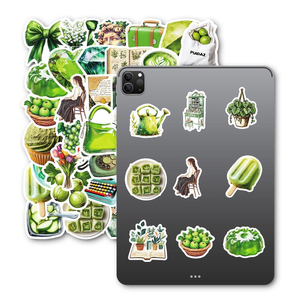 50PCS Fresh Green Series Graffiti Stickers, Decorative Decals for Skateboard, Notebook & Fridge