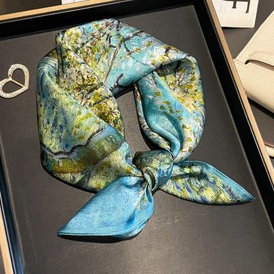 Lenço Quadrado de Seda 100% para Mulheres Pequeno Lenço de Pescoço Bandana Macio de Alta Qualidade Seda Real Cachecóis Faixas de Cabelo
