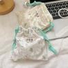 Cartoon Floral Bear Drawstring Storage Bag Women Jewelry Lipstick Makeup Bag Coin Purse Multifunctional Travel Packaging Bag