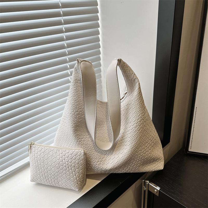 2025 Women's Large Capacity Woven Crossbody Tote - Autumn/Winter Single Shoulder Commuter Handbag