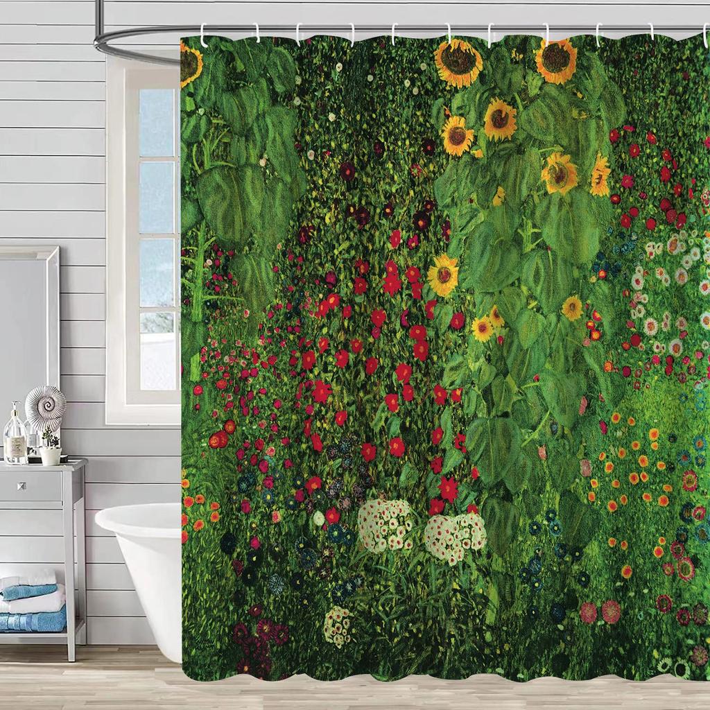 Shower Curtain Waterproof And Mildew-Proof 3D Digital Printing Plant Stone Printing Shower Bathroom Partition