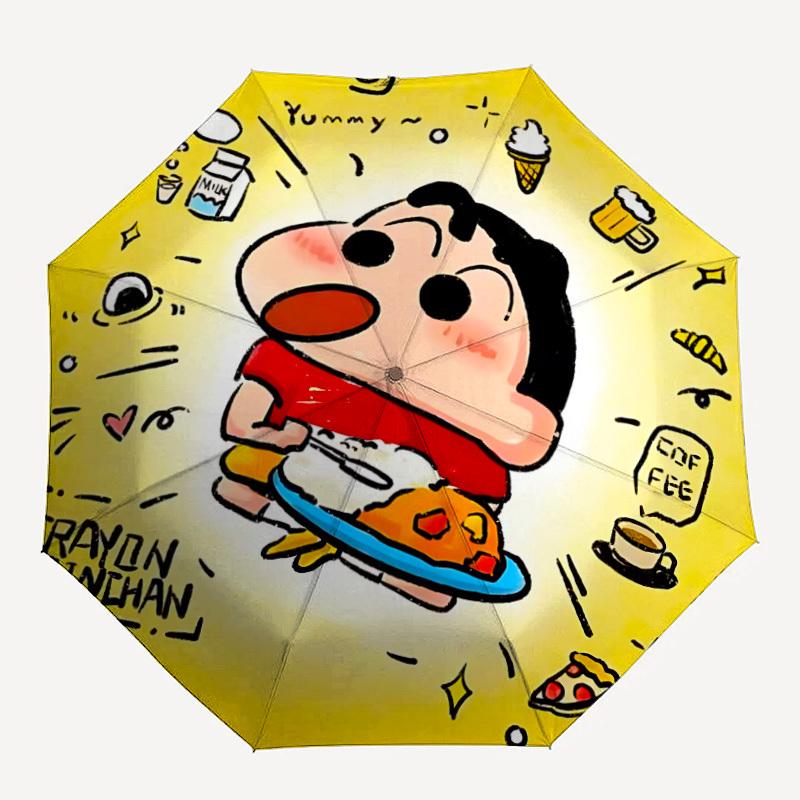 1pc Crayon Shin-chan Automatic Open/Close Umbrella - Compact Travel Umbrella with 8-Rib Durable Frame, Lightweight & Portable for Commuting, Fashionab