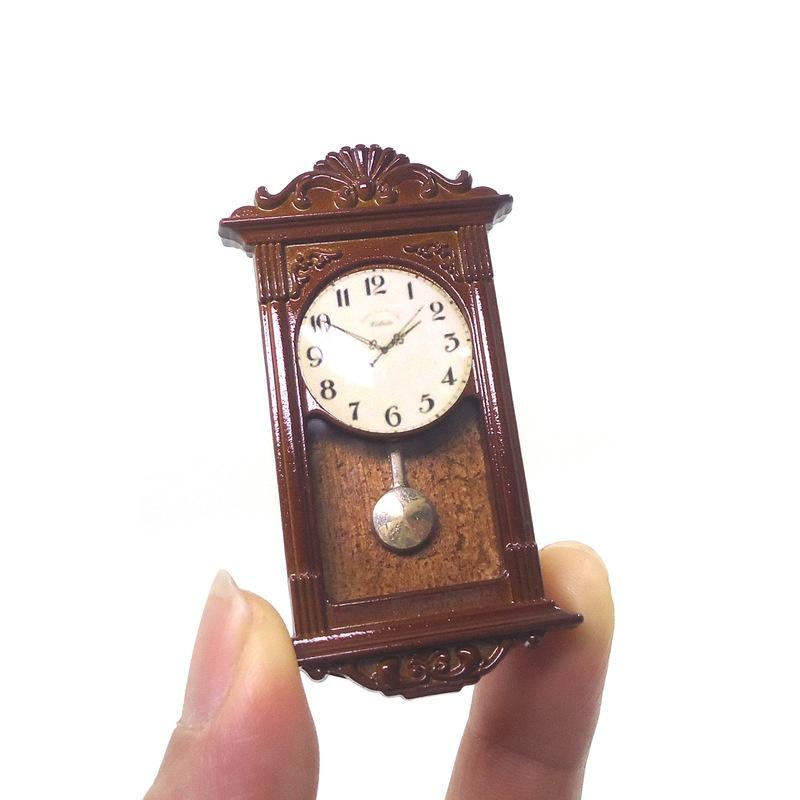 1:12 Dollhouse Retro Roman Bell Miniature Wall Clock Play Furniture Home Decor Accessories Classic Miniaturas Doll House Toy