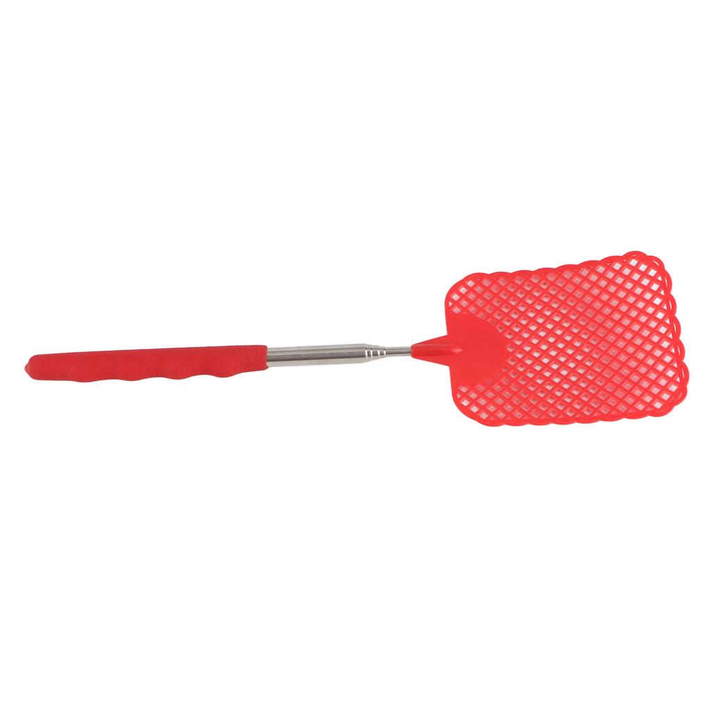 Retractable Plastic Fly Swatter Mosquito Racket with Stainless Steel Rod for Home OfficeRed
