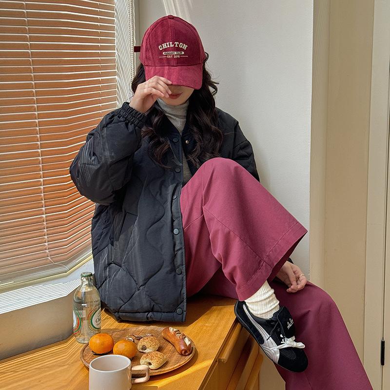 

Lingqui пуховик женский зимний 2025 новый корейский без воротника утолщенный теплый короткий милый и легкий жакет S чёрный