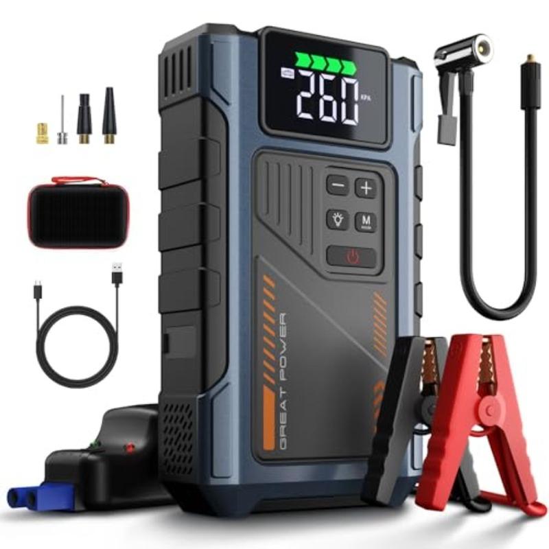 Car Battery Charger Jump Starter with Air Compressor 4500A Jump Box for Car Battery Portable Jumper Cables with Battery Pack 12