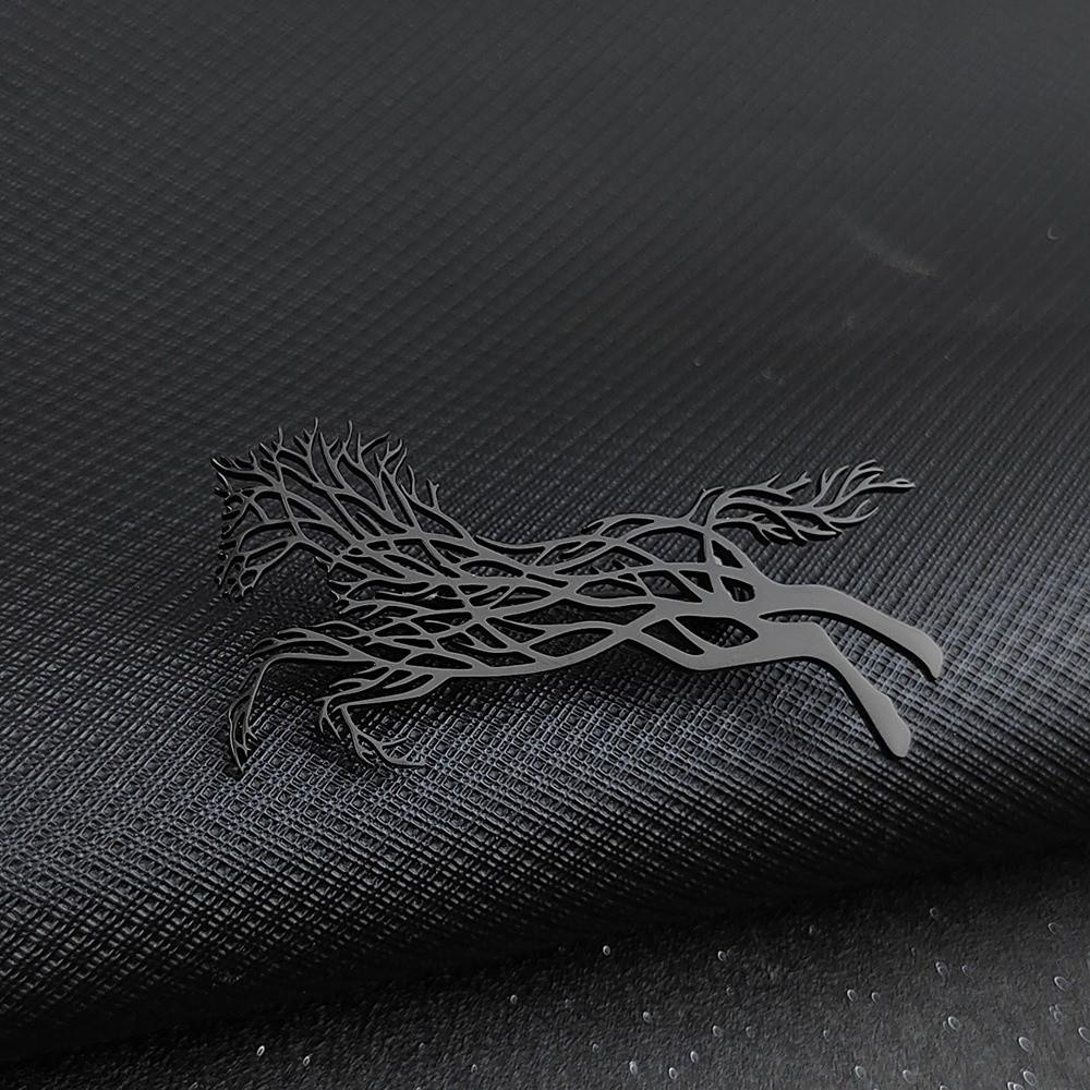 Luxury Running Horses Brooch Trendy Metal Badge Pin  New Year Gifts