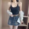 Hot Girl Black Suspender Women's Summer Sexy Outer Vest White Inner Tight Ins Thin Strap Short Top